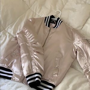 Champagne colored silk TOPSHOP bomber jacket